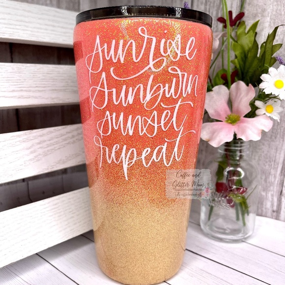 Sunrise Sunburn Sunset Repeat 16oz Slim Pint Handmade Unique One Of A Kind Straw - Picture 4 of 13